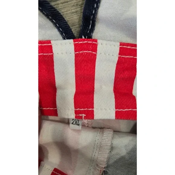 American‎ Flag Overalls Shorts Patriotic Stars Stripes Denim 2XL 4024 - Picture 3 of 6